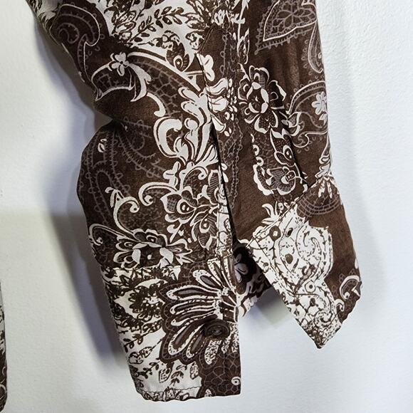 Coldwater Creek Womens Shirt 2X Silk Blend Floral Long Sleeve Button Lightweight - Picture 6 of 9